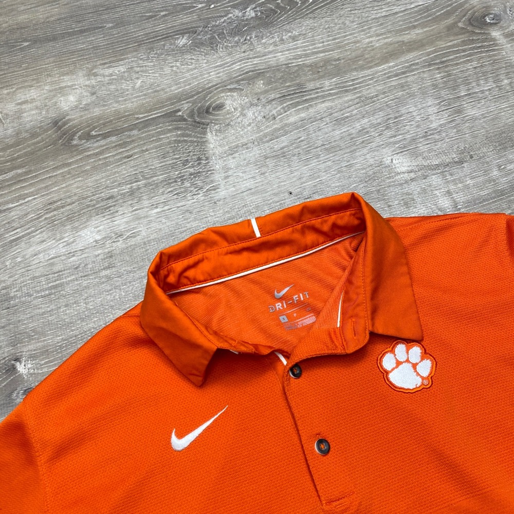 Nike Shirt Clemson Tigers Polo Mens S Orange Dri-FIT Polyester NCAA Golf Fan - Picture 2 of 8